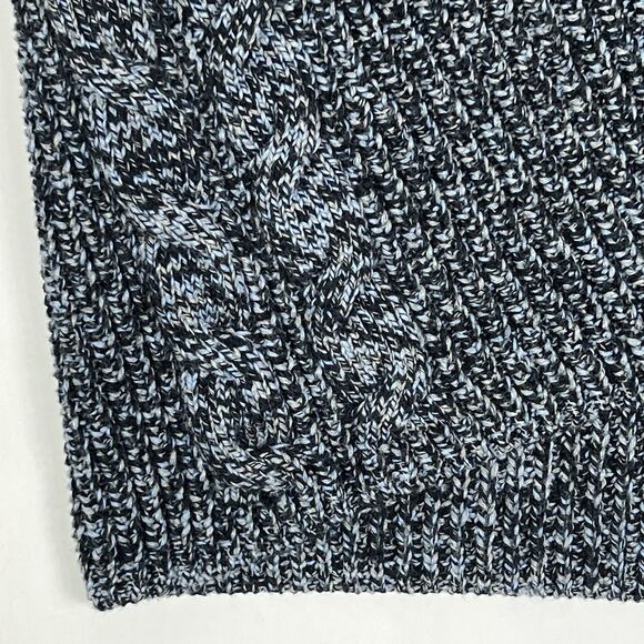 Talbots XL PETITE Marled Blue Gray 100% Cotton Ribbed Knit Open Cardigan Sweater - Picture 7 of 10